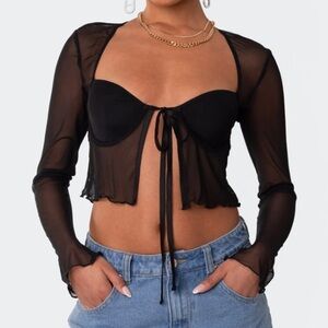 Edikted Mesh Tie Front Top